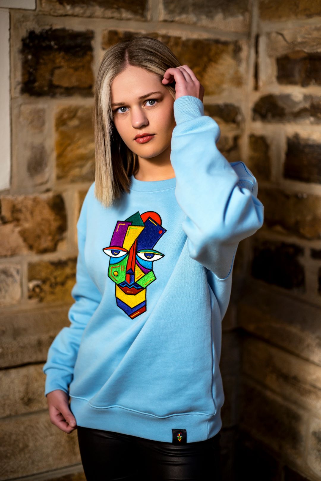 Sitwala Embroidery Heavy-Weight Crewneck (Unisex Sky Blue Color)