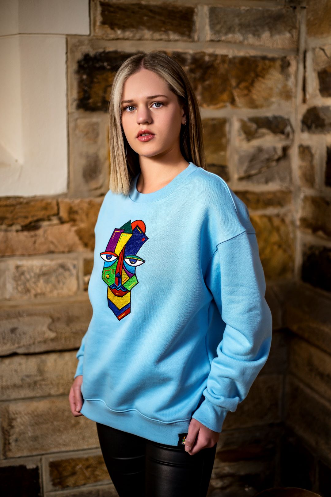 Sitwala Embroidery Heavy-Weight Crewneck (Unisex Sky Blue Color)