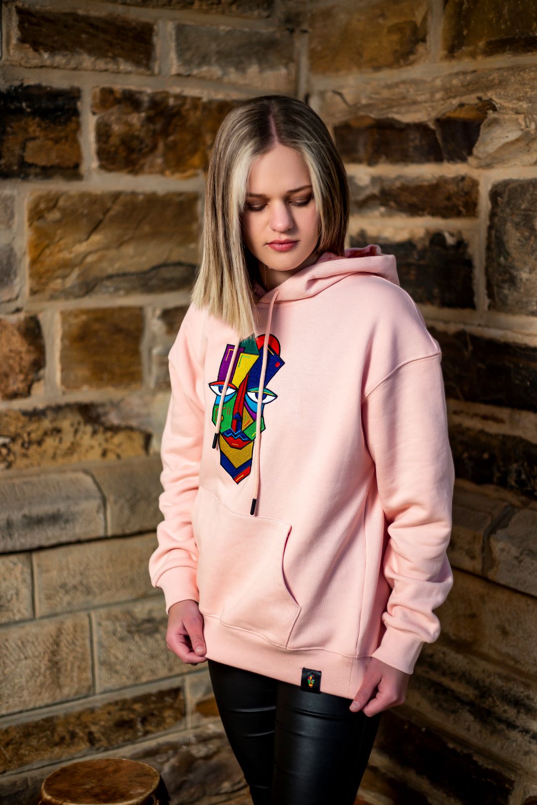 Sitwala Embroidery Heavy-Weight Hoodie (Unisex Blush Pink Color)