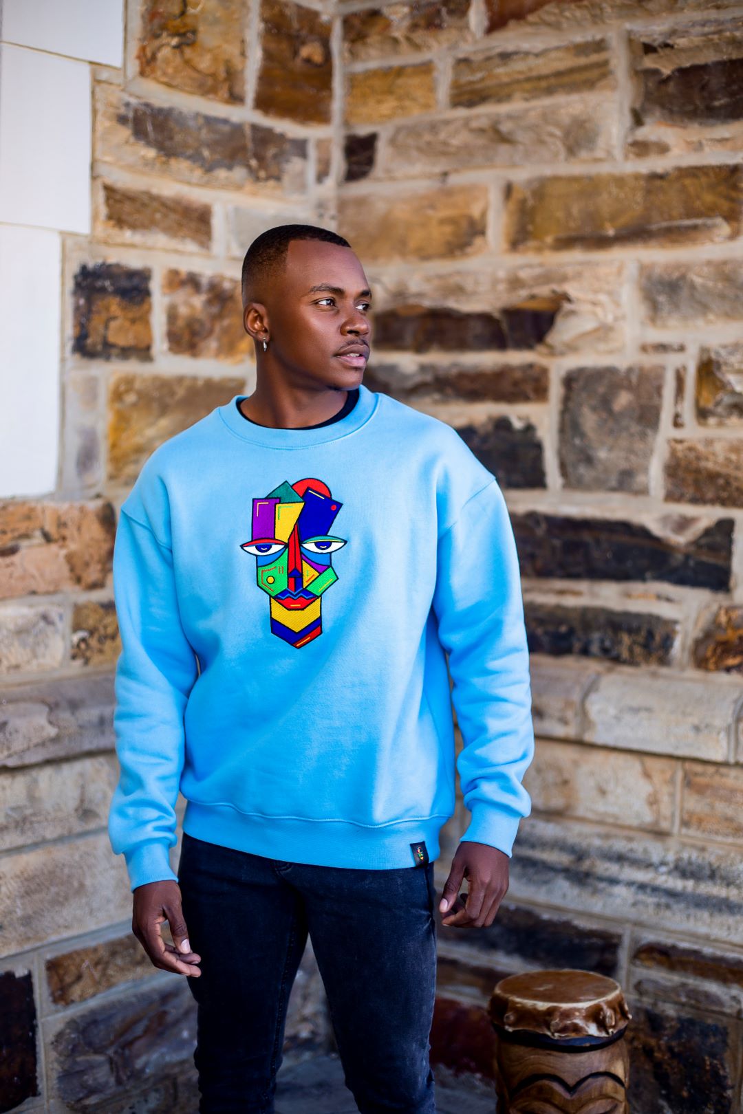 Sitwala Embroidery Heavy-Weight Crewneck (Unisex Sky Blue Color)