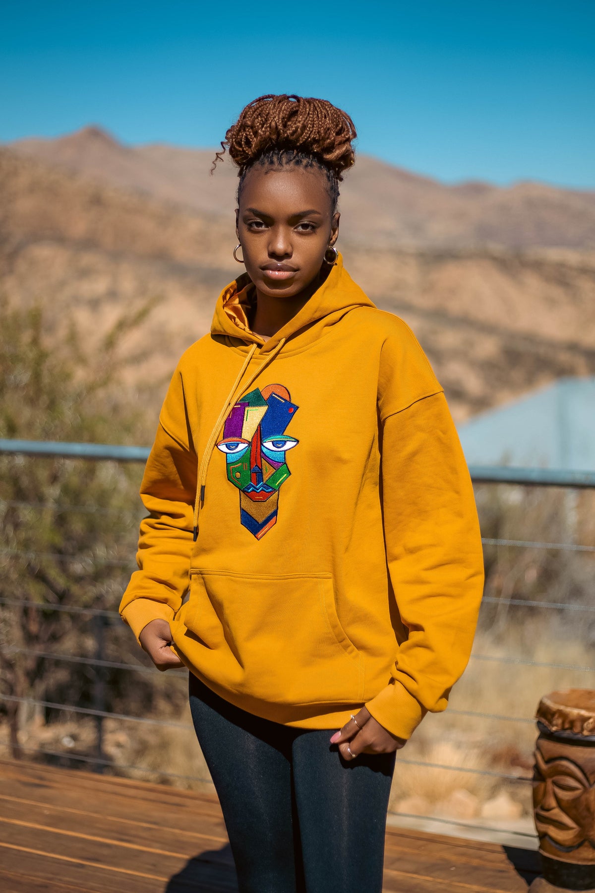 Sitwala Embroidery Heavy-Weight Hoodie (Unisex Mustard Color)