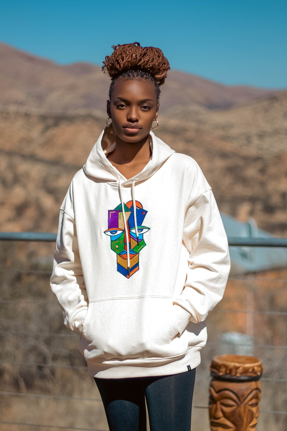 Sitwala Embroidery Heavy-Weight Hoodie (Unisex Cream Color)