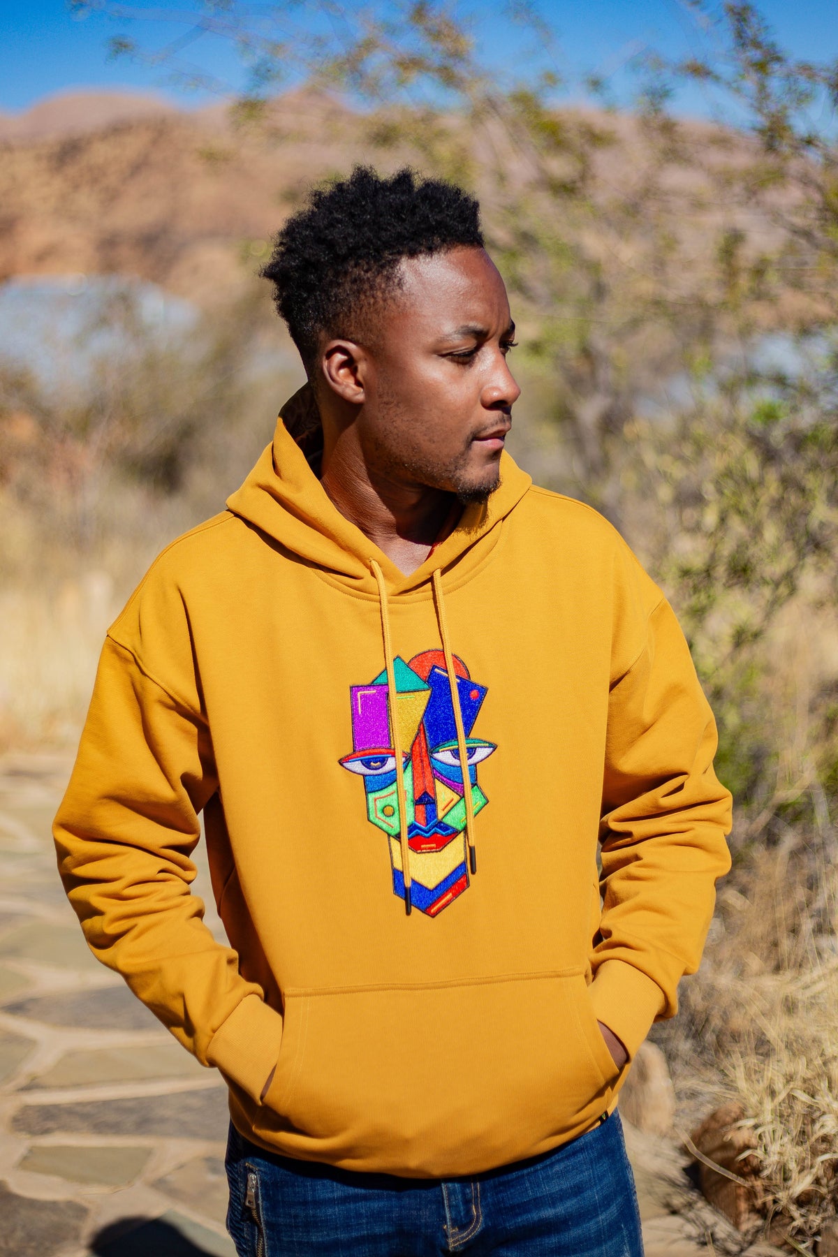 Sitwala Embroidery Heavy-Weight Hoodie (Unisex Mustard Color)
