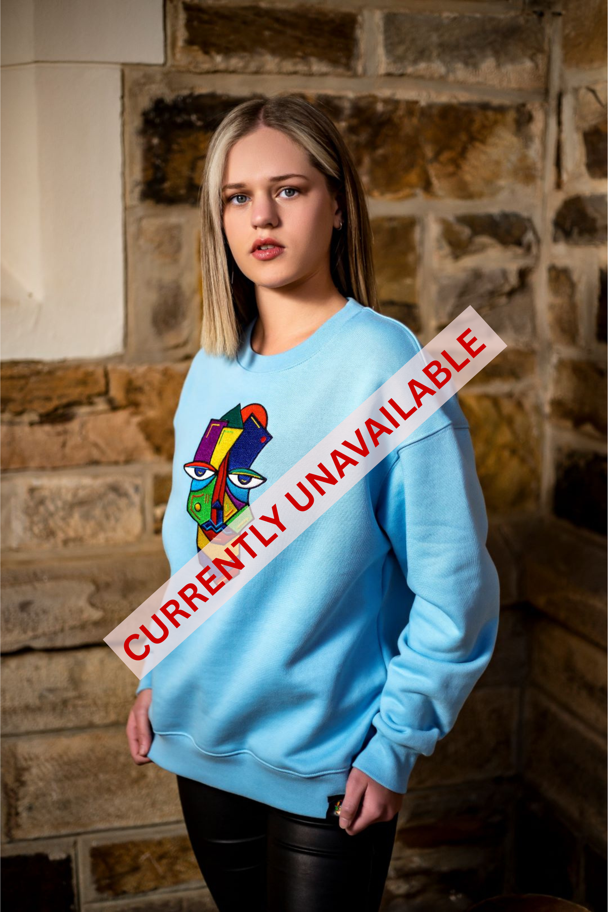 Sitwala Embroidery Heavy-Weight Crewneck (Unisex Sky Blue Color)