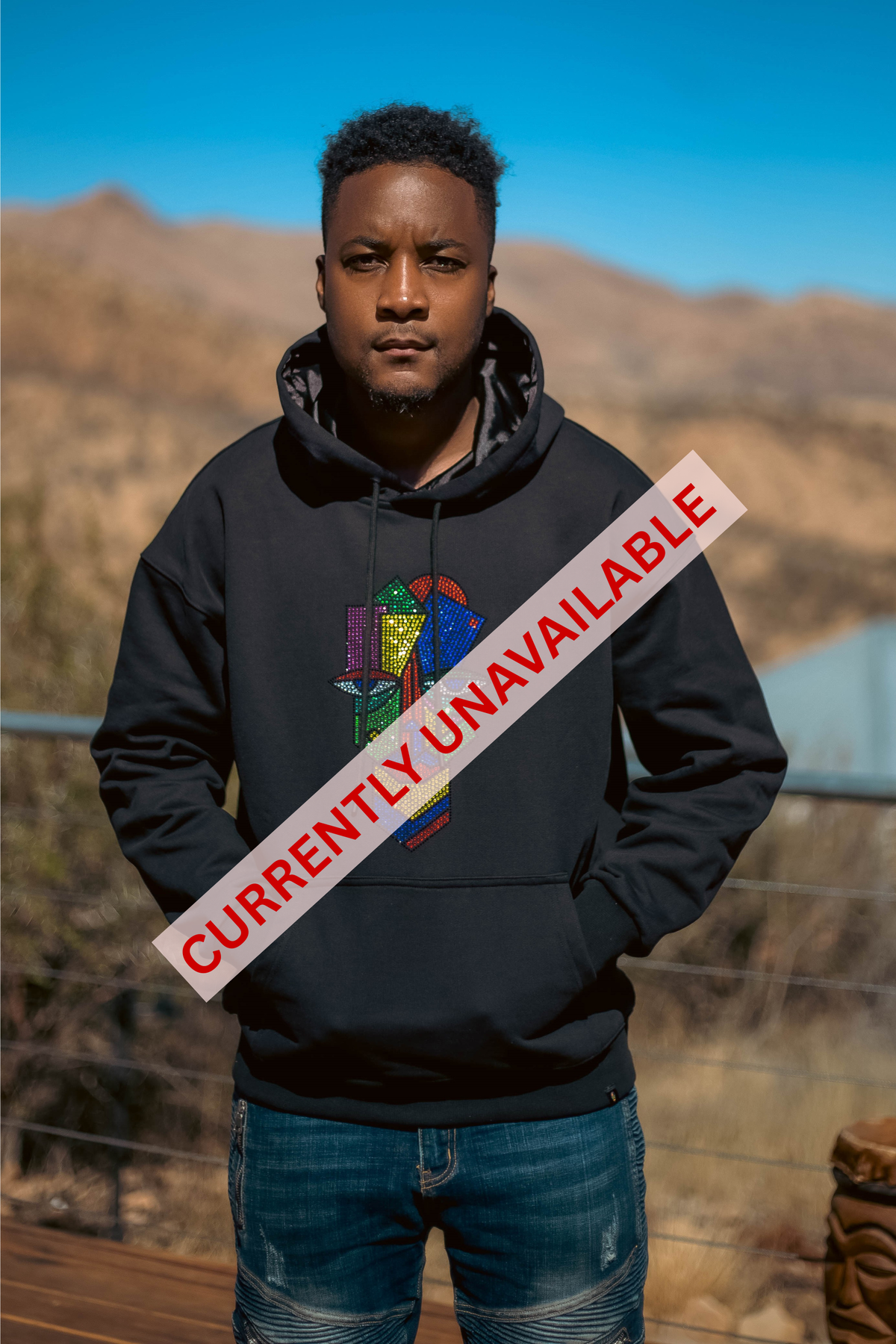 Sitwala Rhinestone Heavy-Weight Hoodie (Unisex Faded/Vintage Black Color)
