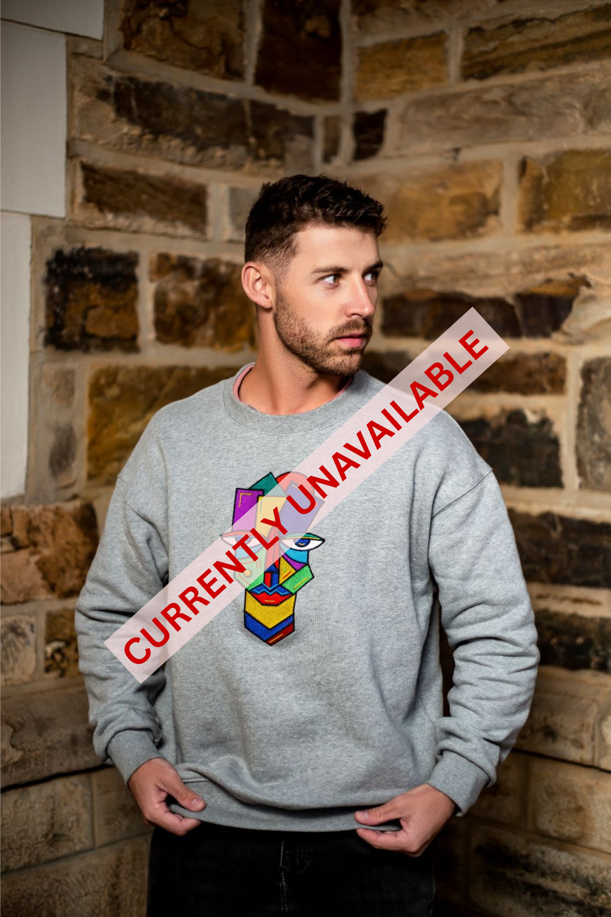Sitwala Embroidery Heavy-Weight Crewneck (Unisex Grey  Color)